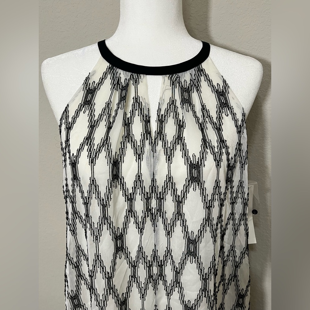 Maggy London Black and White Halter High Low Dress NWT Size 6
